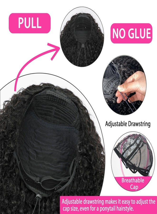 veravicky Half Wig Human Hair - 200% Density Curly Half Wig 3 In 1 Wear Go Glueless Wigs 16 Inch Drawstring Seamless Kinky Curly Flip Over Headband Wig Human Hair Beginner Friendly - Image 2